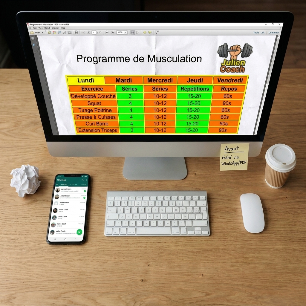 Programme musculation — Tableau d'entraînement structuré